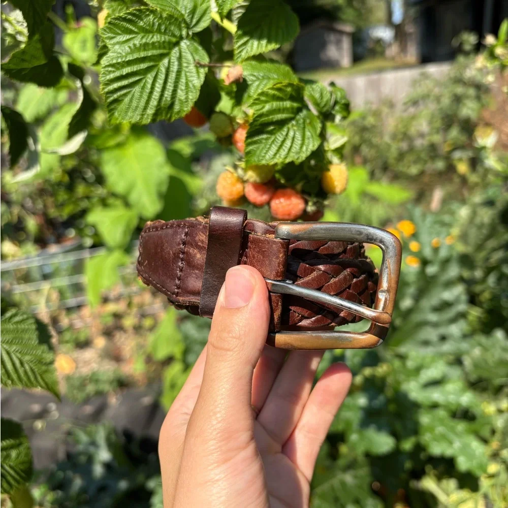 Brown Leather Woven Belt